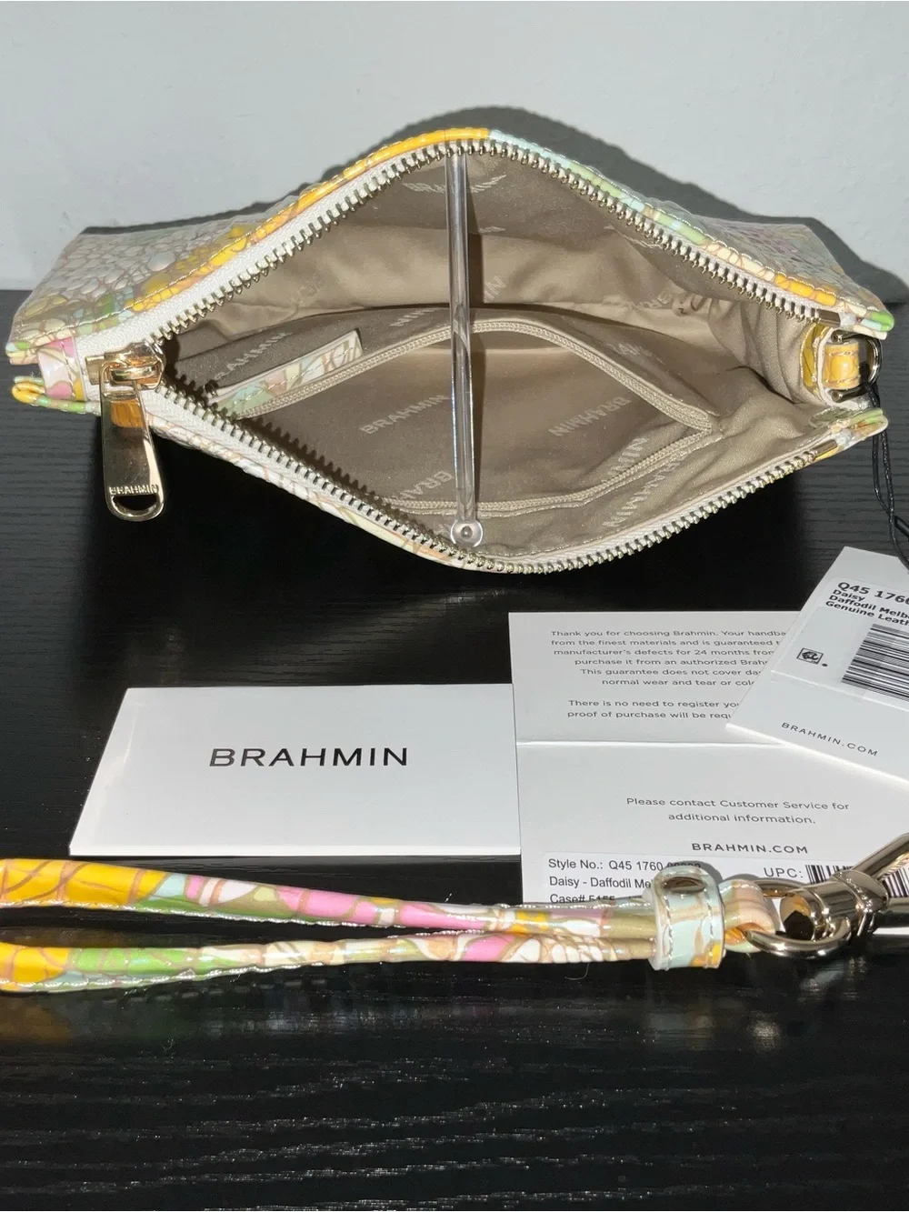 Brahmin Daisy DAFFODIL MELBOURNE Leather Wristlet NWT